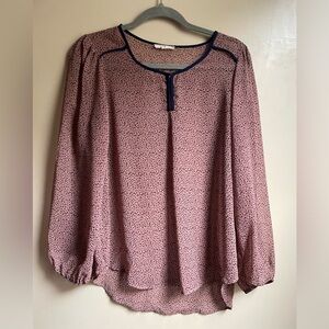 Pleione sheer cheetah print mesh blouse top size M mature office